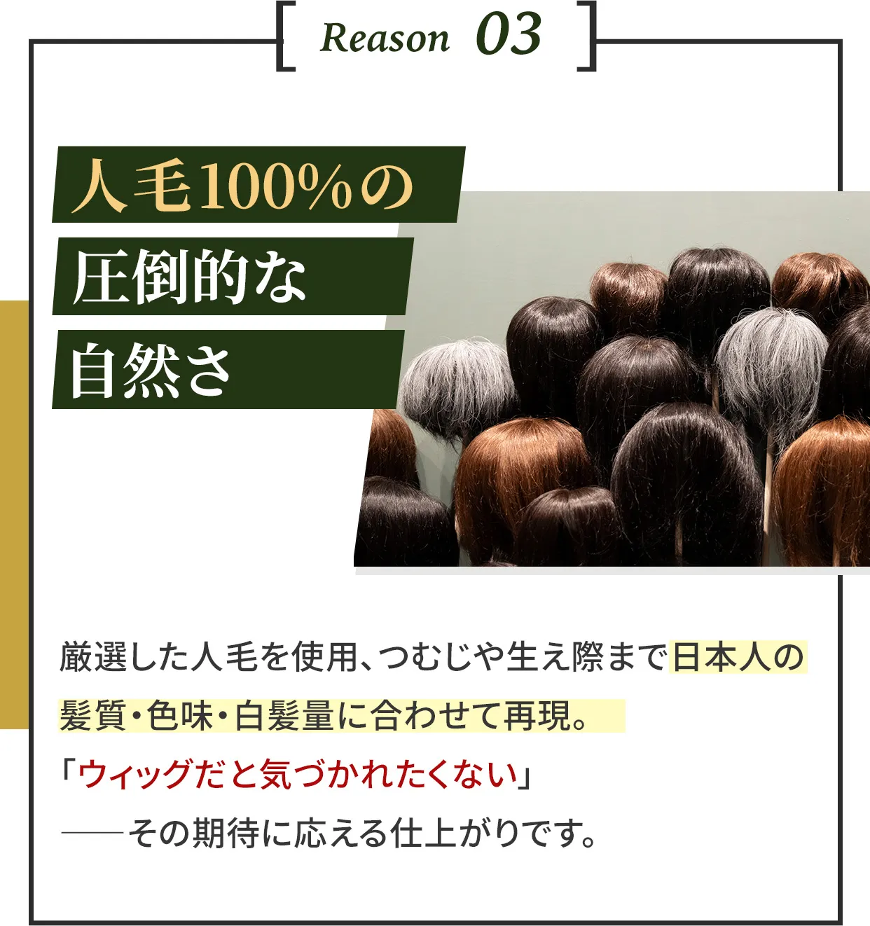 Reason3 人毛100％の圧倒的な自然さ